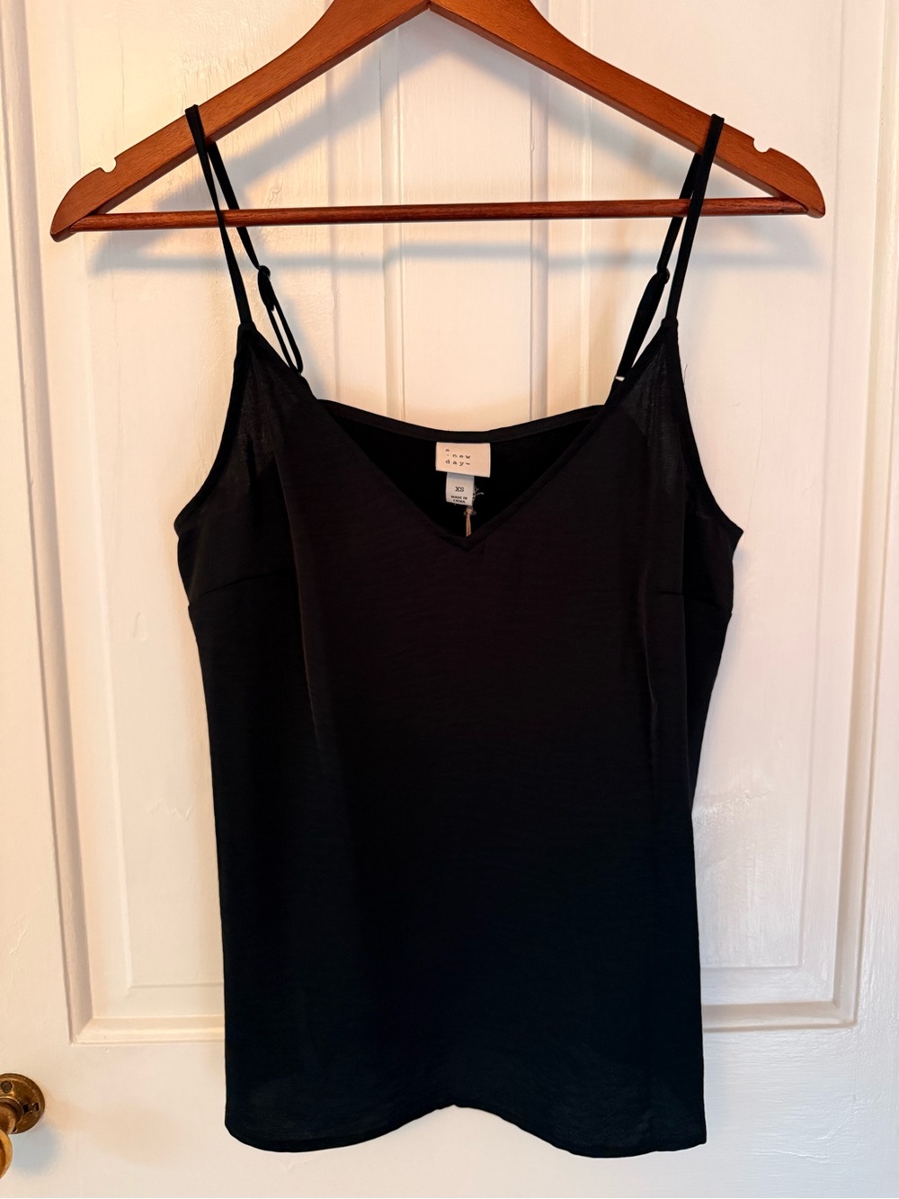 a new day Black V-Neck Satin Cami Tank